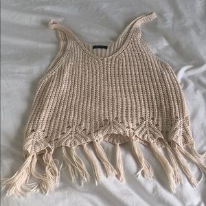 Cream knit crop top